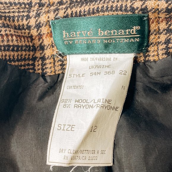 Rare Harve Bernard Ladies Retro Flannel Long Brown Wool Japanese Collar Coat 12 - Picture 14 of 14